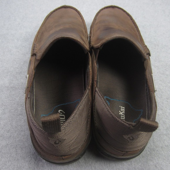 OluKai Shoes Mens 9 Brown Na\'I WP Waterproof‎ Leather Slip On Loafers main image 7